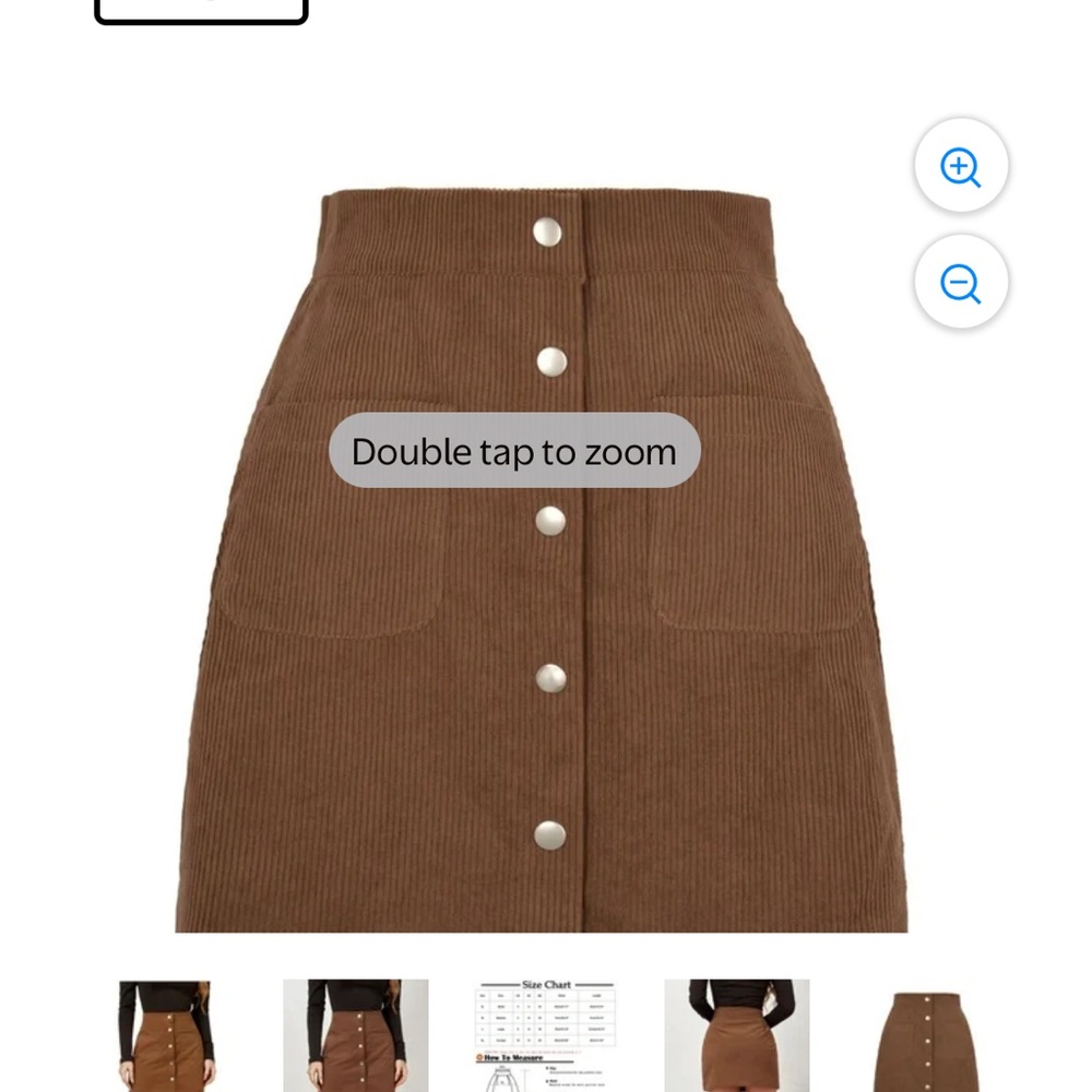 Brown Corduroy Button-Front Skirt